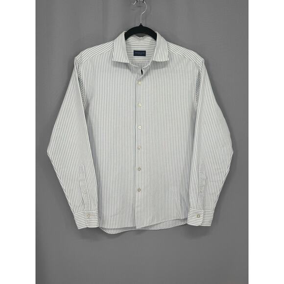 Proper Cloth Shirt Mens Medium Blue Striped Button Down Long Sleeve Classic - Picture 1 of 11